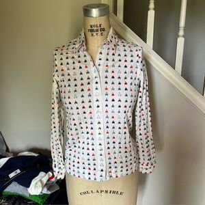 Vintage Celine cotton knit shirt jockey print US8 EU38 Italy